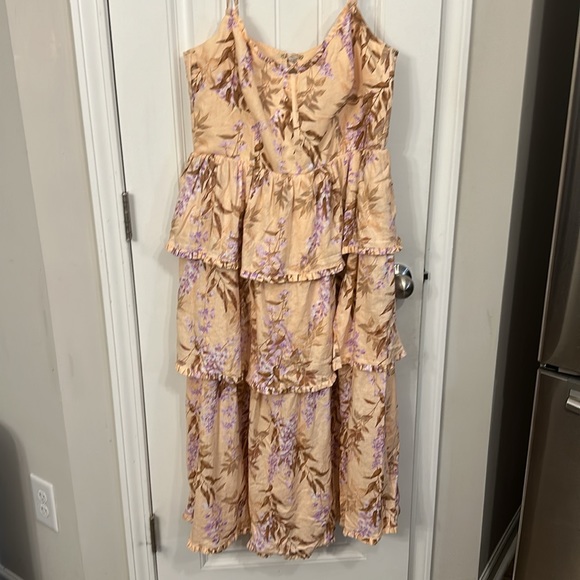 House of Harlow 1960 Linen Floral Tiered Corset Maxi Dress Large - Picture 2 of 13